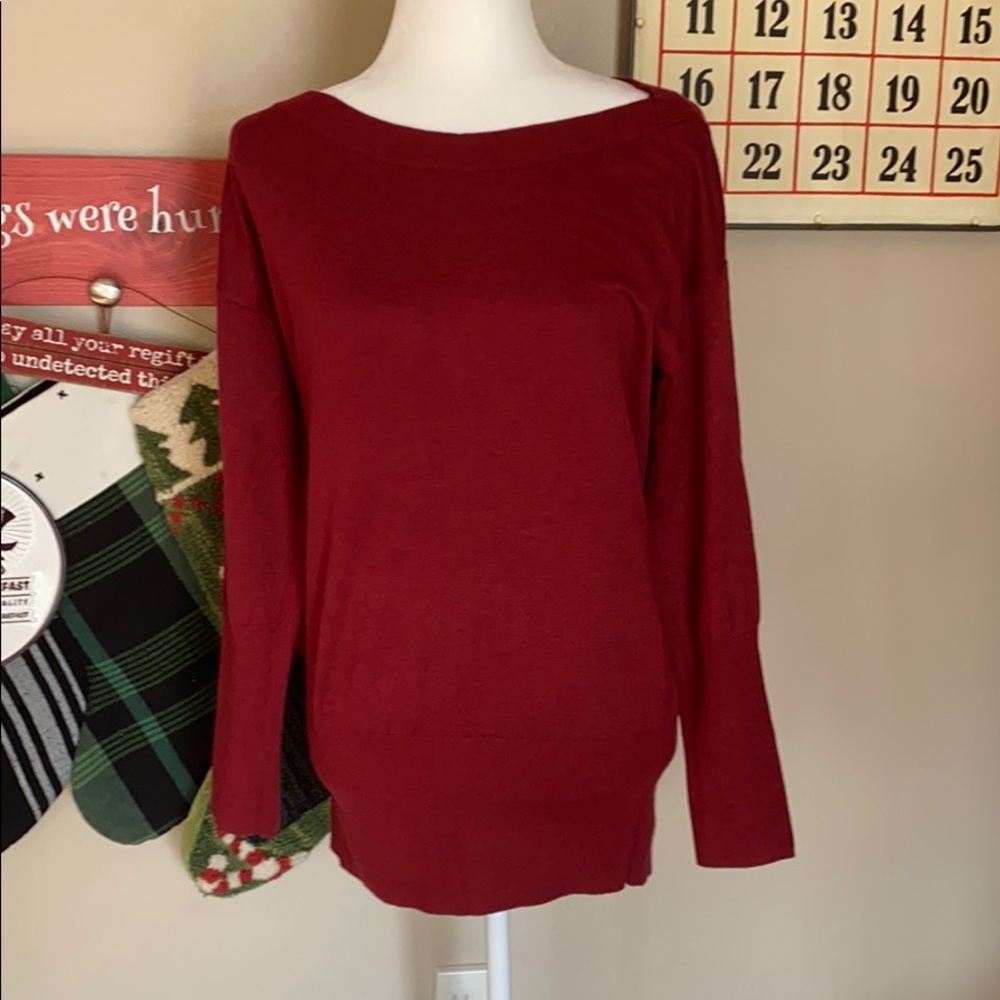 WHBM Red long Tunic Sweater